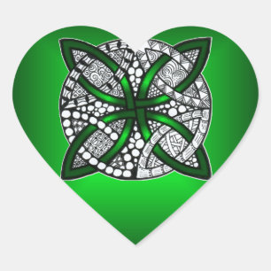 Celtic Knot Original Art Green Herz-Aufkleber