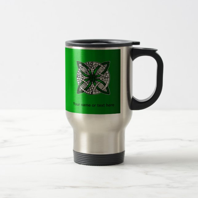Celtic Knot Original Art Green Reisebecher (Rechts)