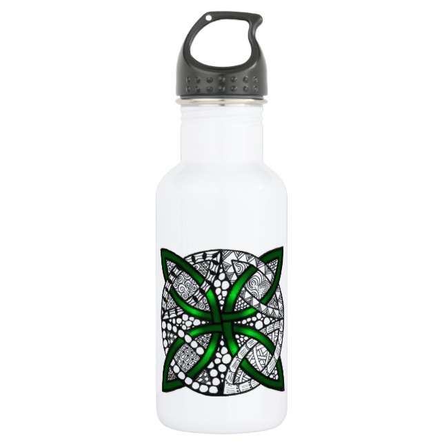 Celtic Knot Original Art Green Trinkflasche (Vorderseite)