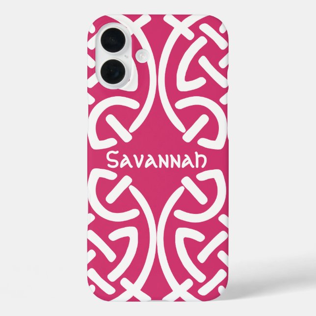 Celtic Knot Pattern Jedes farbige Personalisierte  iPhone 16 Plus Hülle (Rückseite)