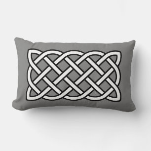 Celtic Knot Pattern, Schwarz & Weiß auf Grau / Gra Lendenkissen
