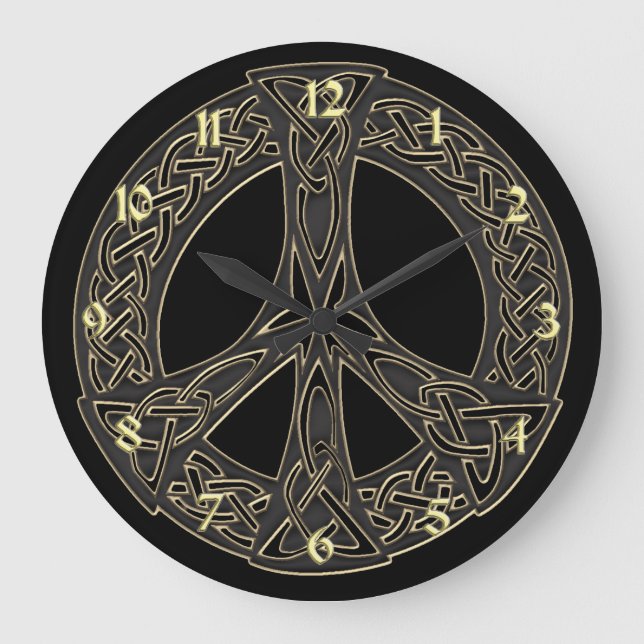 Celtic Knot Peace Sign Clock Große Wanduhr (Vorderseite)