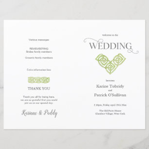 Celtic Knot programme de mariage vert irlandais