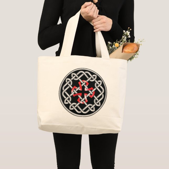 Celtic Knot Red Metallic Jumbo White Tasche (Vorderseite (Produkt))