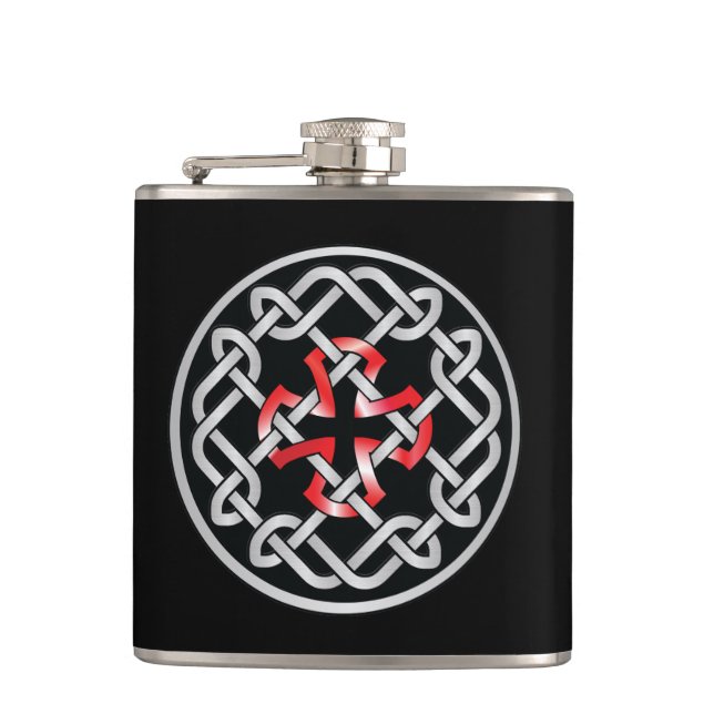 Celtic Knot Red Metallic Liquor Flask Flachmann (Vorderseite)