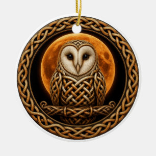 Celtic Knot Scheune Eule Ernte Mond Halloween Keramik Ornament
