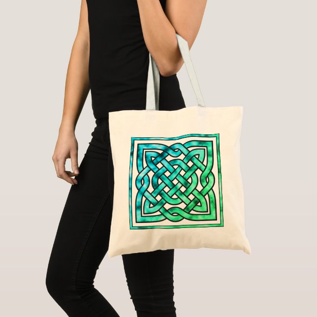 Celtic Knot - Square Blue Green Budget Tasche (Vorderseite (Produkt))