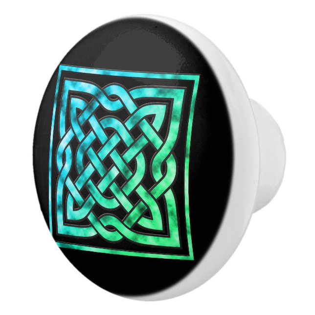 Celtic Knot - Square Blue Green Known Keramikknauf (Rechts)