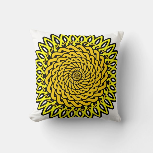 Celtic Knot Sunflower Zeichnend Kissen (Vorderseite)