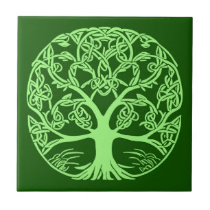 Celtic Knot Tree of Life Emerald Green Fliese