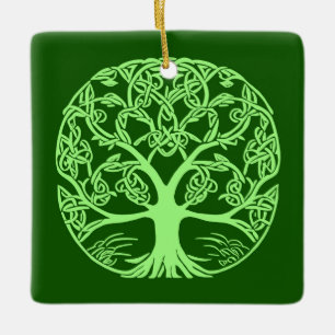 Celtic Knot Tree of Life Emerald Green Keramikornament