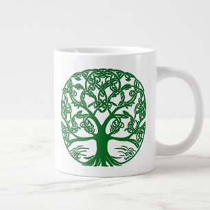 Celtic Knot Tree of Life in Emerald Green Jumbo-Tasse