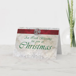 Celtic Knot Triskelion Red & Green Weihnachtskarte Feiertagskarte