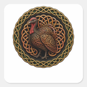 Celtic Knot Truthahn Quadratischer Aufkleber