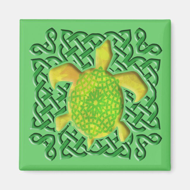 Celtic Knot Turtle (Green) Magnete Magnet (Vorne)