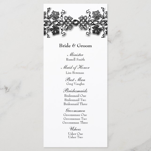 Celtic Knot Twining Vines Wedding Program Programm (Vorderseite)