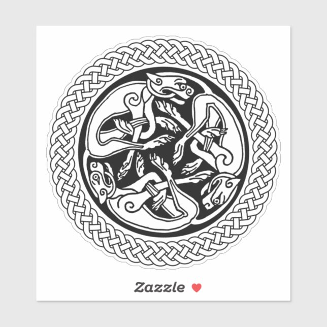 Celtic Knot with Hounds Aufkleber (Blatt)