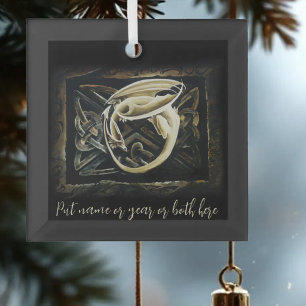 Celtic Knot Work Cream Dragon Ornament Aus Glas
