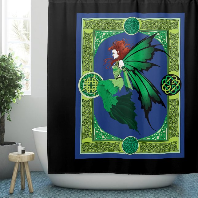Celtic Knot Work Green Fairy Duschvorhang (Von Creator hochgeladen)