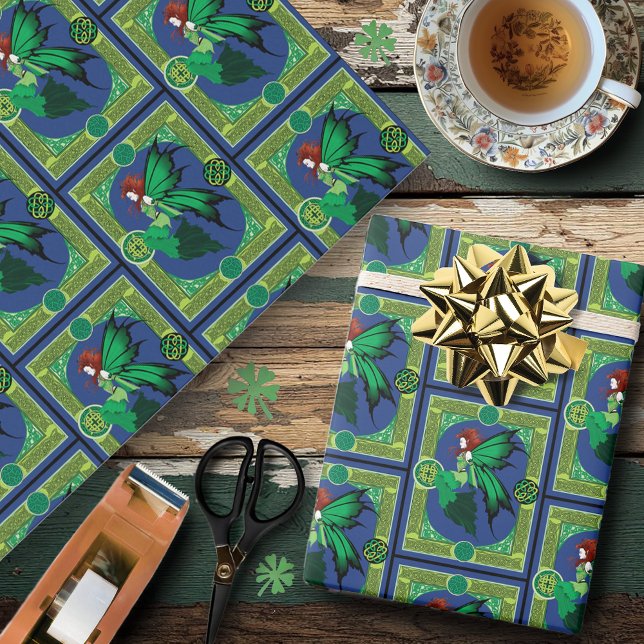 Celtic Knot Work Green Fairy Geschenkpapier (Von Creator hochgeladen)