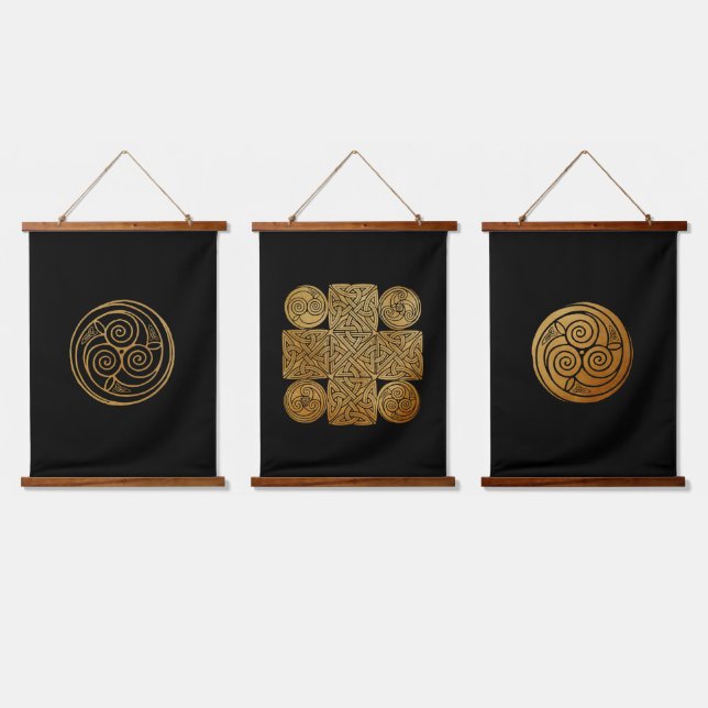 Celtic Knüpfarbeit Designs Set Wandteppich Mit Holzrahmen (Dreifach)