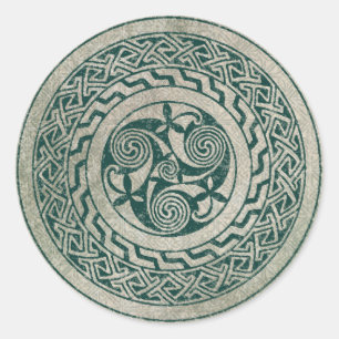 Celtic Knüpfarbeit Irish Medallion Muster in Green Runder Aufkleber