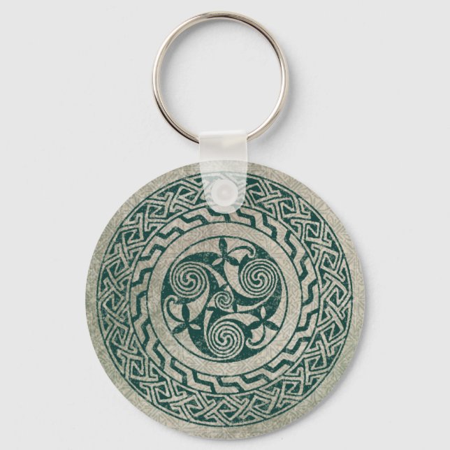 Celtic Knüpfarbeit Irish Medallion Muster in Green Schlüsselanhänger (Vorderseite)