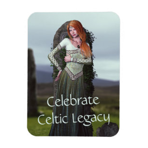 Celtic Lady Posing vor alten Steinen Magnet