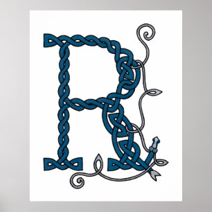 Celtic Letter R print Poster