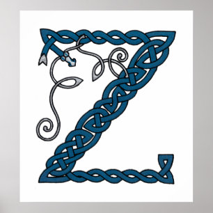 Celtic Letter Z print Poster