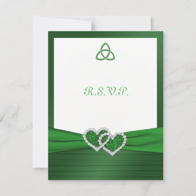 Celtic Liebe Knot in Emerald Green RSVP Card Karte (Vorderseite)