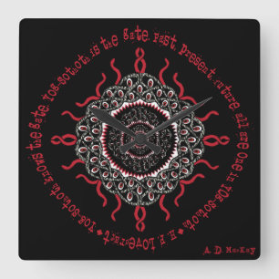 Celtic Lovecraftian Cosmic Monster Deity Quadratische Wanduhr