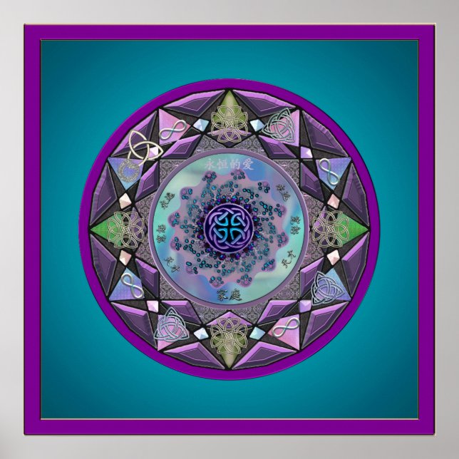 Celtic Mandala Gerahmt in Cool Hues Poster (Vorne)