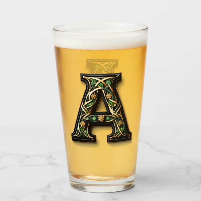 Celtic Monogram Pint Glass Glas (Vorne (Gefüllt))
