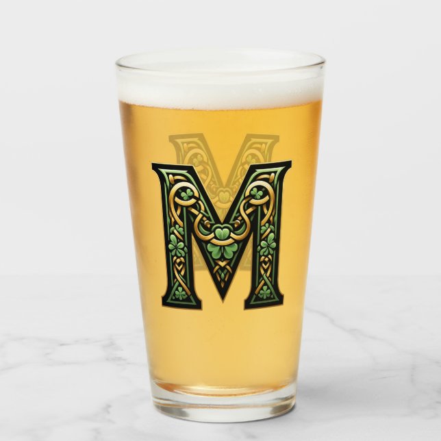 Celtic Monogram Pint Glass Glas (Vorne (Gefüllt))