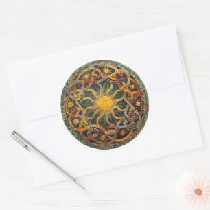 Celtic Mythology and Sun Symbols Litha Runder Aufkleber