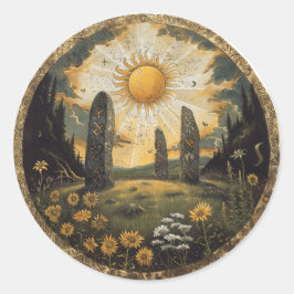 Celtic Mythology and Sun Symbols Litha Runder Aufkleber