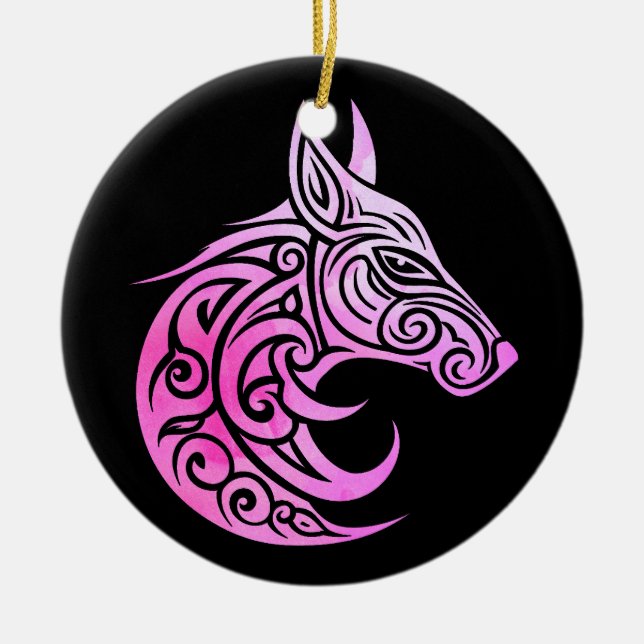 Celtic Nordic Fox Keramik Ornament (Vorne)