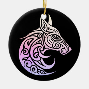 Celtic Nordic Winter Fox Keramik Ornament