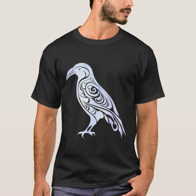 Celtic Nordic Winter Raven Crow T-Shirt (Vorderseite)
