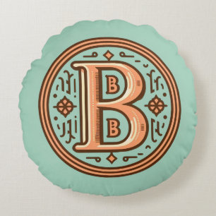 Celtic Pastel Letter "B" Round Throw Pillow Rundes Kissen
