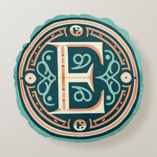 Celtic Pastel Letter "E" Round Throw Pillow Rundes Kissen