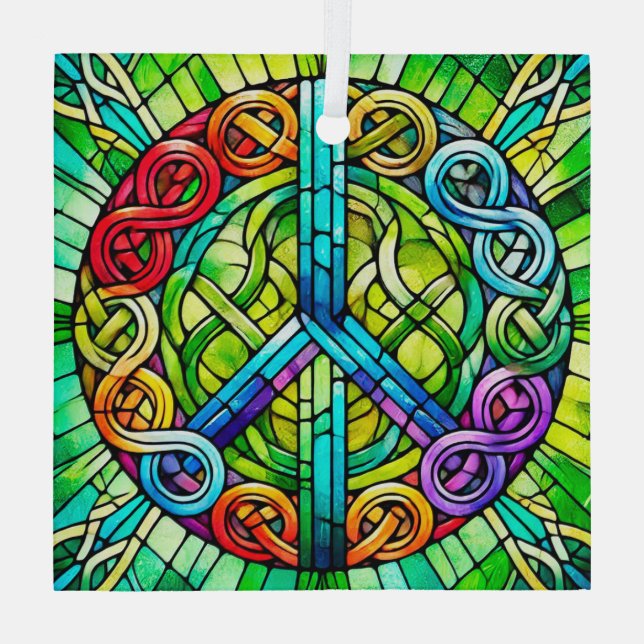 Celtic Peace Symbol Suncatcher Glass Ornament Aus Glas (Rückseite)