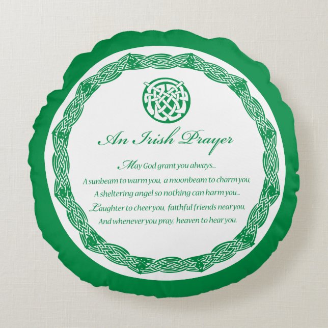 Celtic Prayer St. Patrick's Day Rundes Kissen (Vorderseite)