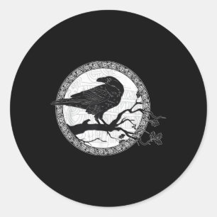 Celtic Raven Viking Wisdom Kunst Runder Aufkleber