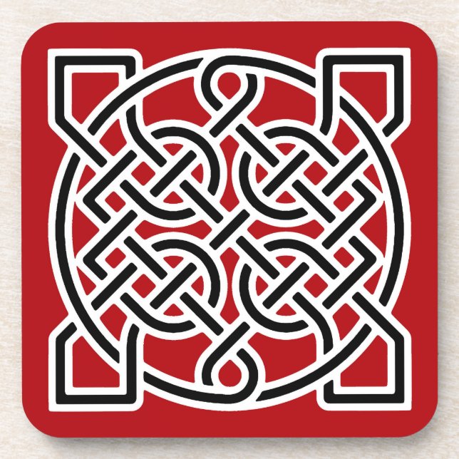 Celtic Sailor's Knot, Deep Red, Black and White Untersetzer (Vorderseite)