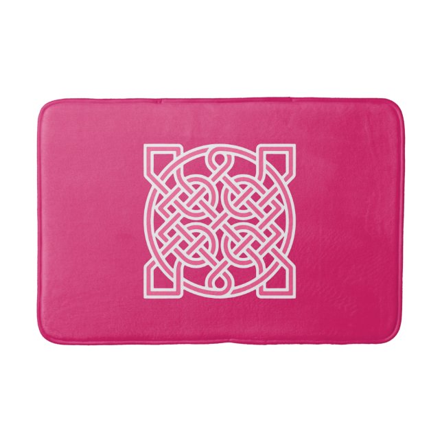 Celtic Sailor's Knot, Fuchsia Pink und White Badematte (Vorderseite)