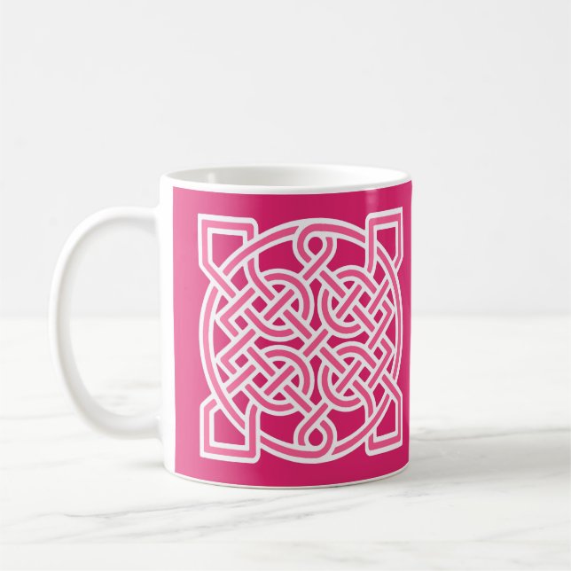 Celtic Sailor's Knot, Fuchsia Pink und White Kaffeetasse (Links)