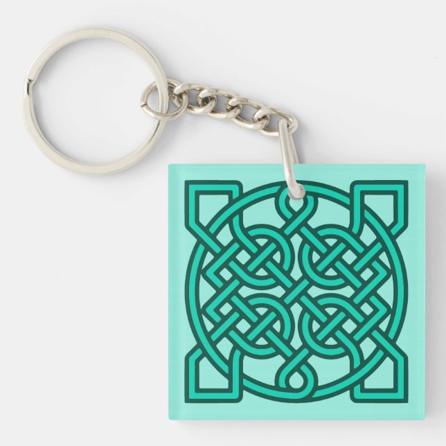 Celtic Sailor's Knot, Türkis, Aqua und Aquamarin Schlüsselanhänger (Vorderseite)