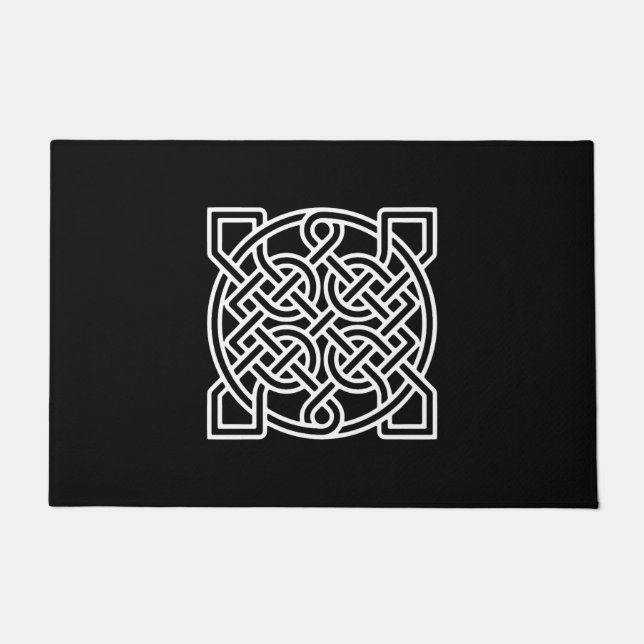 Celtic Sailor's Knot, weiß auf schwarzem Hintergru Fußmatte (Vorderseite)